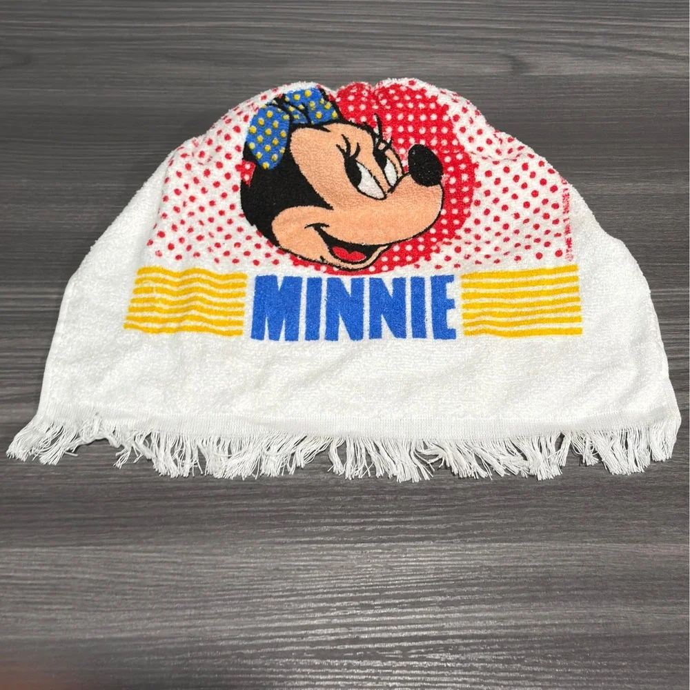 Vintage Minnie Mouse Hanging Kitchen Towels Set 2 Cannon Crochet Top Red White